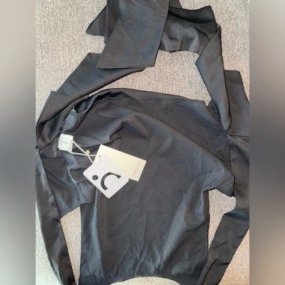 Commense Cowl Neck Ruched Open Back Crop Top for holiday Christmas party gift - Picture 6 of 8